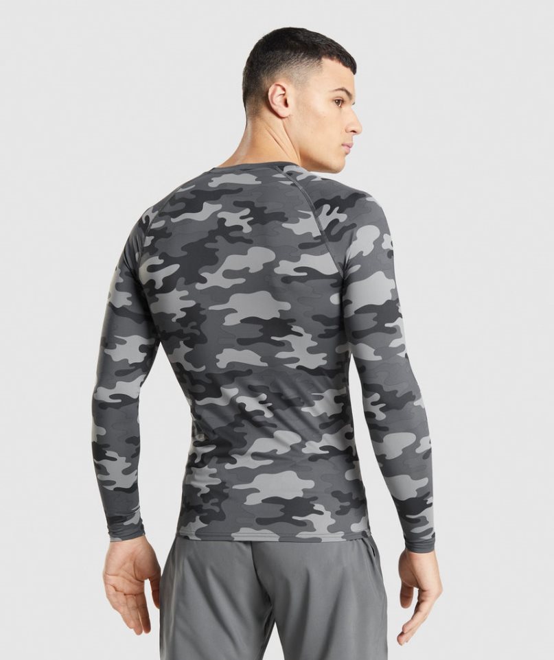 Men's Gymshark Element Baselayer Long Sleeve Top T-Shirts Camo | NZ 9EMFAR